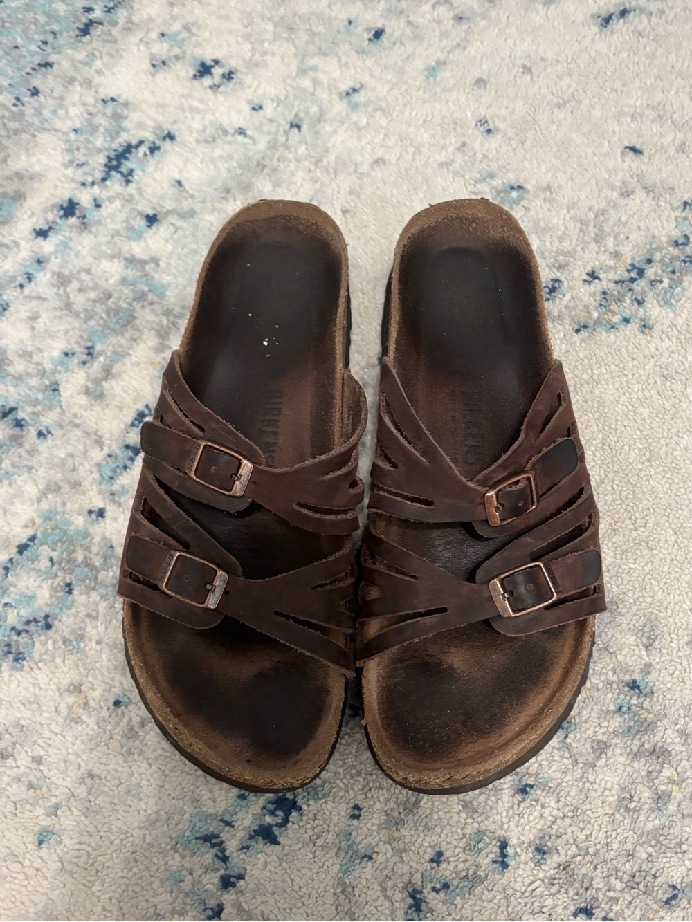 Birkenstock Women's Brown Multi-Strap Dual Buckle Sandals
